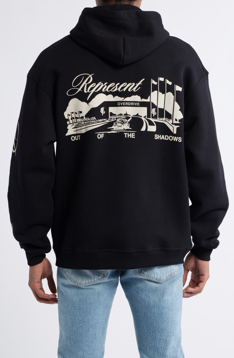 Represent Raceway Graphic Hoodie, Alternate, color, Jet Black