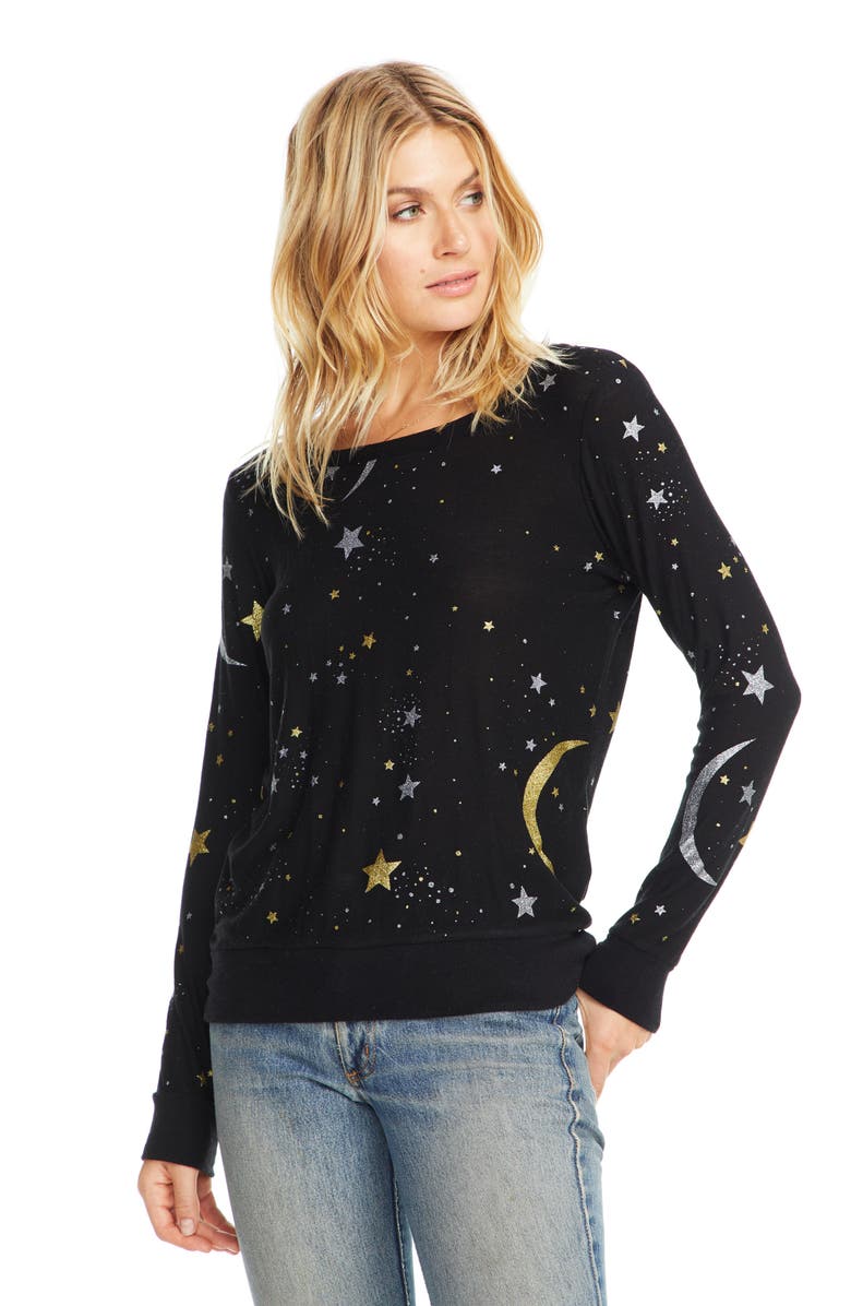Chaser Cozy Moon & Stars Sweatshirt, Alternate, color, 