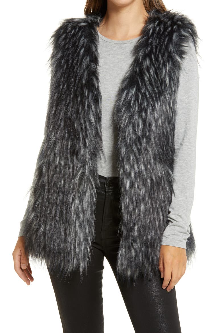 Faux Fur Vest, Main, color, BLACK