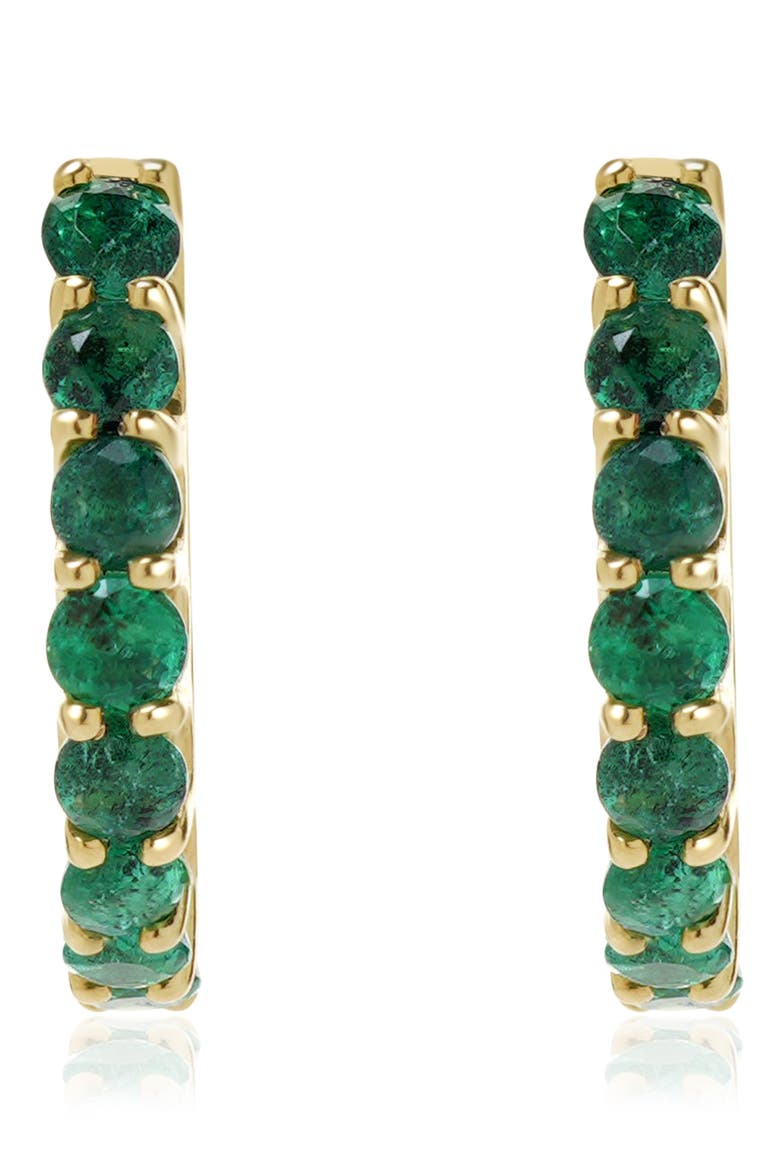 Emerald Huggie Hoop Earrings, Alternate, color, 14K YELLOW GOLD