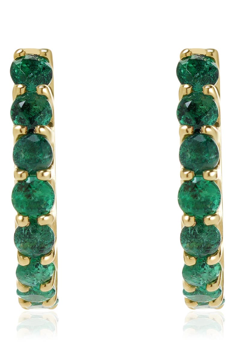 VALANI ATELIER Emerald Huggie Hoop Earrings, Alternate, color, Green/ 14K Yellow Gold