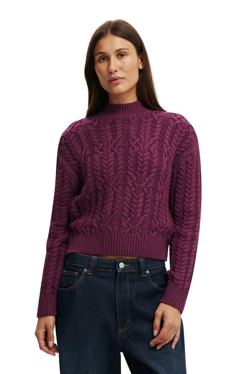 Women's Boxy Mock Neck Knit Sweater