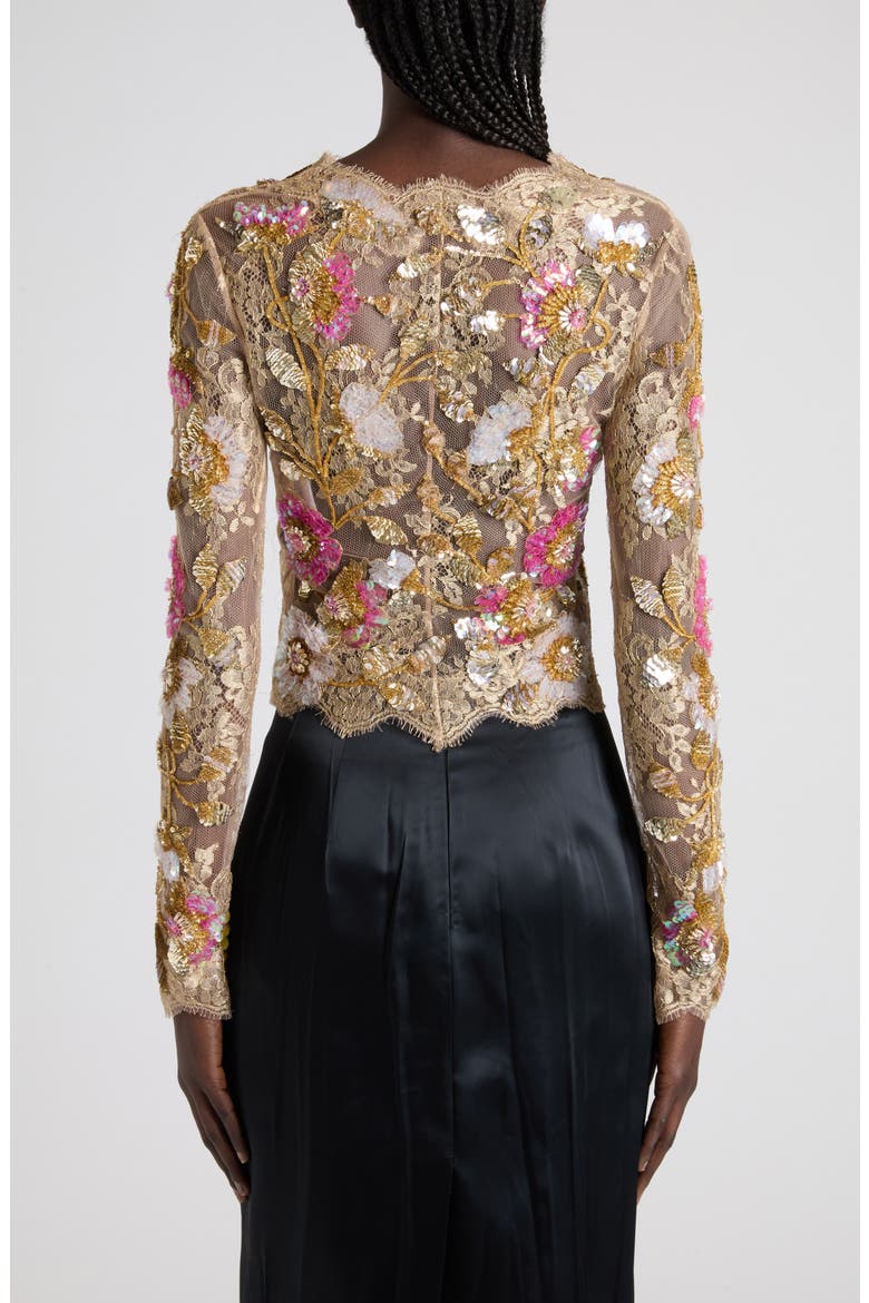 Embroidered Silk Lace Top, Alternate, color, GOLD