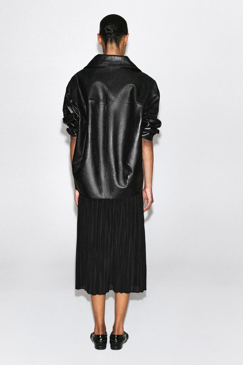 Pleated Jacquard Midi Skirt, Alternate, color, BLACK