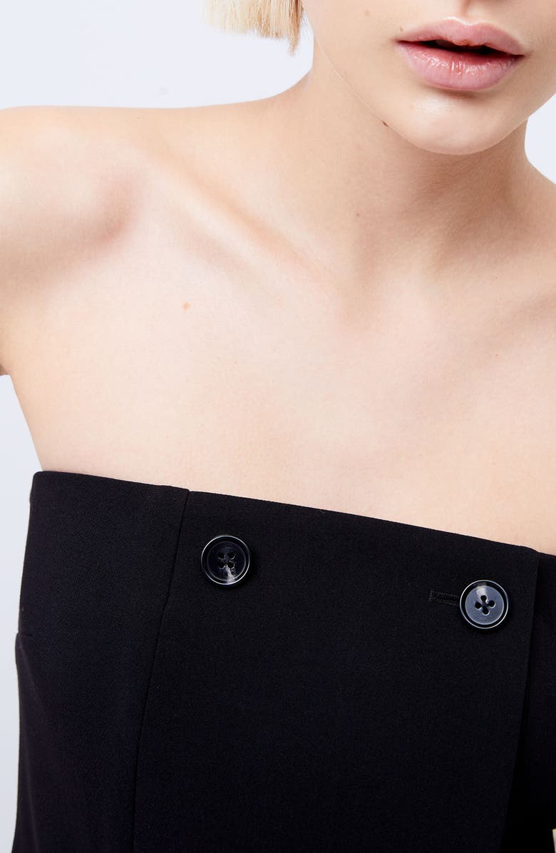 French Connection Azra Double Breasted Strapless Twill Minidress, Alternate, color, 01-Black