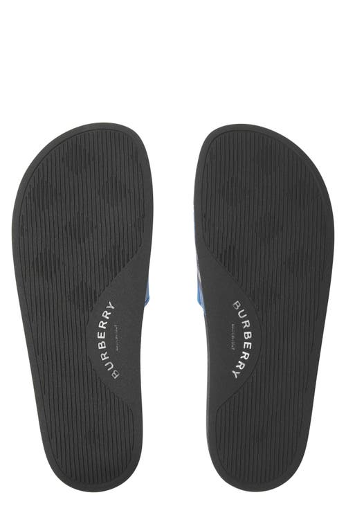 Burberry Checked Canvas Slides In Blue