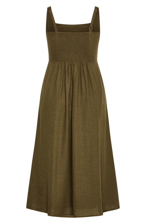 City Chic Elly Square Neck Linen Blend Sundress
