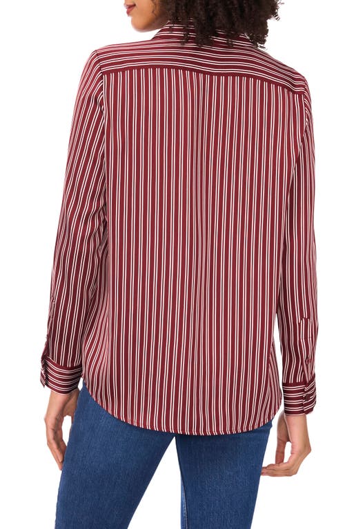 Vince Camuto Satin Long Sleeve Button-up Shirt In Brown