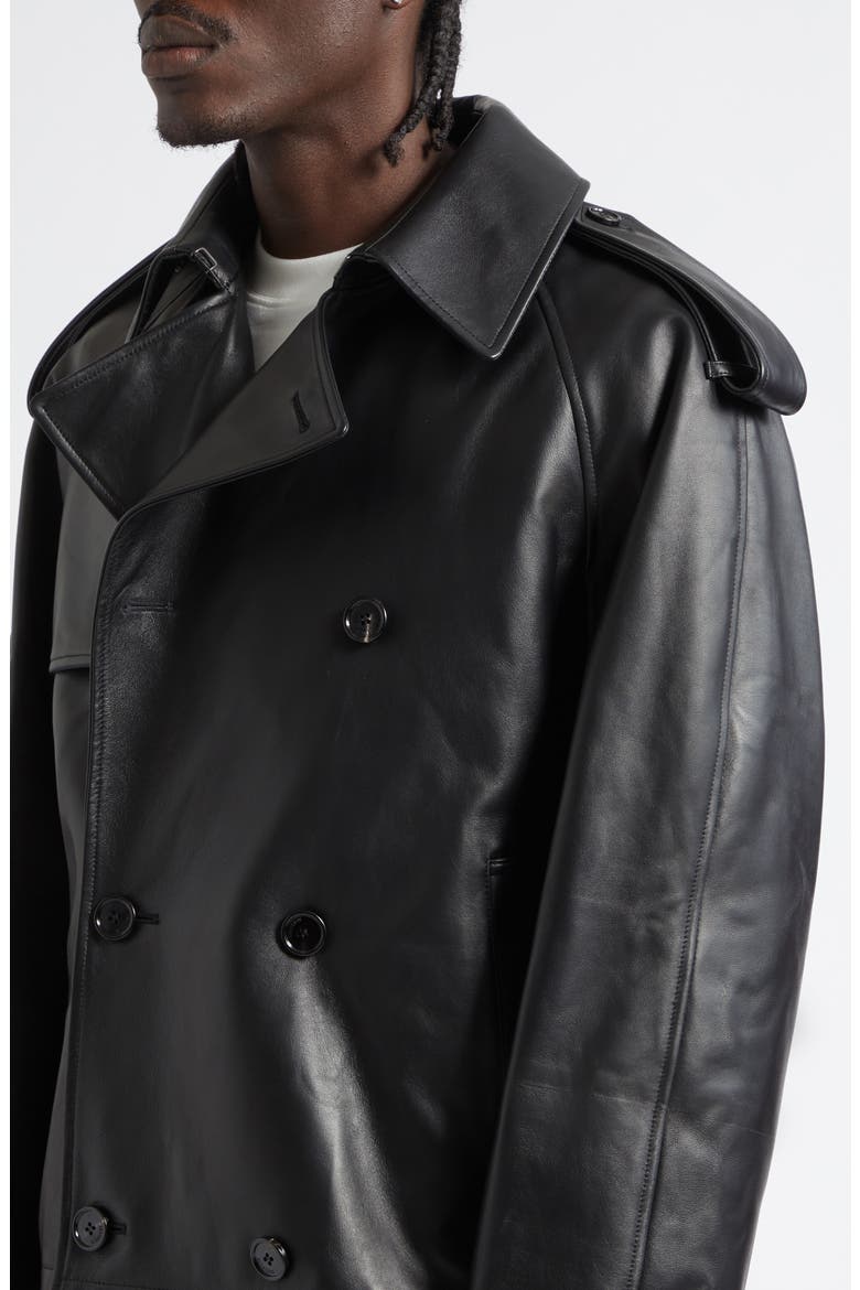 Leadenham Leather Crop Trench Coat, Alternate, color, BLACK