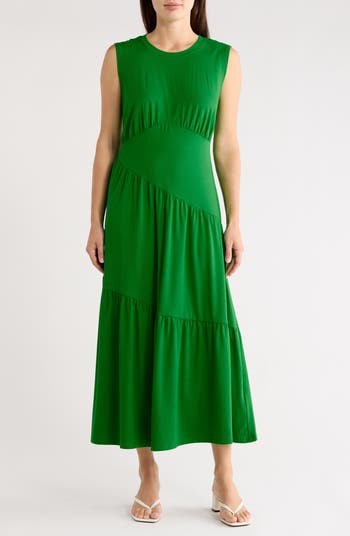 DKNY Women's Gathered Sleeveless Tiered Maxi Dress - Maxi dresses