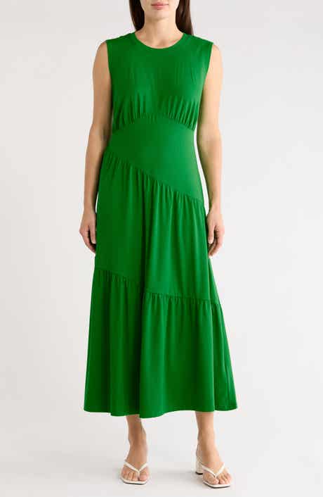 DKNY Gathered Sleeveless Tiered Maxi Dress