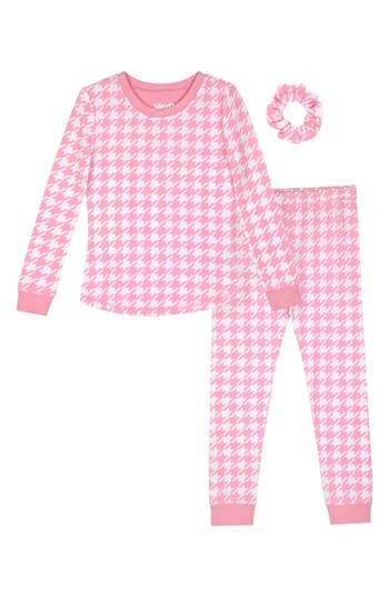 Sleep On It Kids' Tight Fit Long Pajamas & Scrunchie Set In Pink