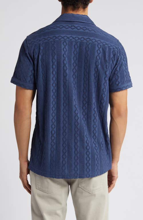 Rails Maverick Textured Knit Camp Shirt In Blue