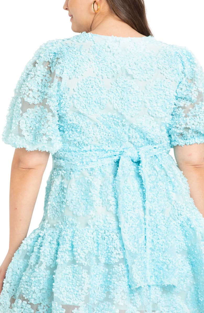 ELOQUII Floral Appliqué Minidress, Alternate, color,