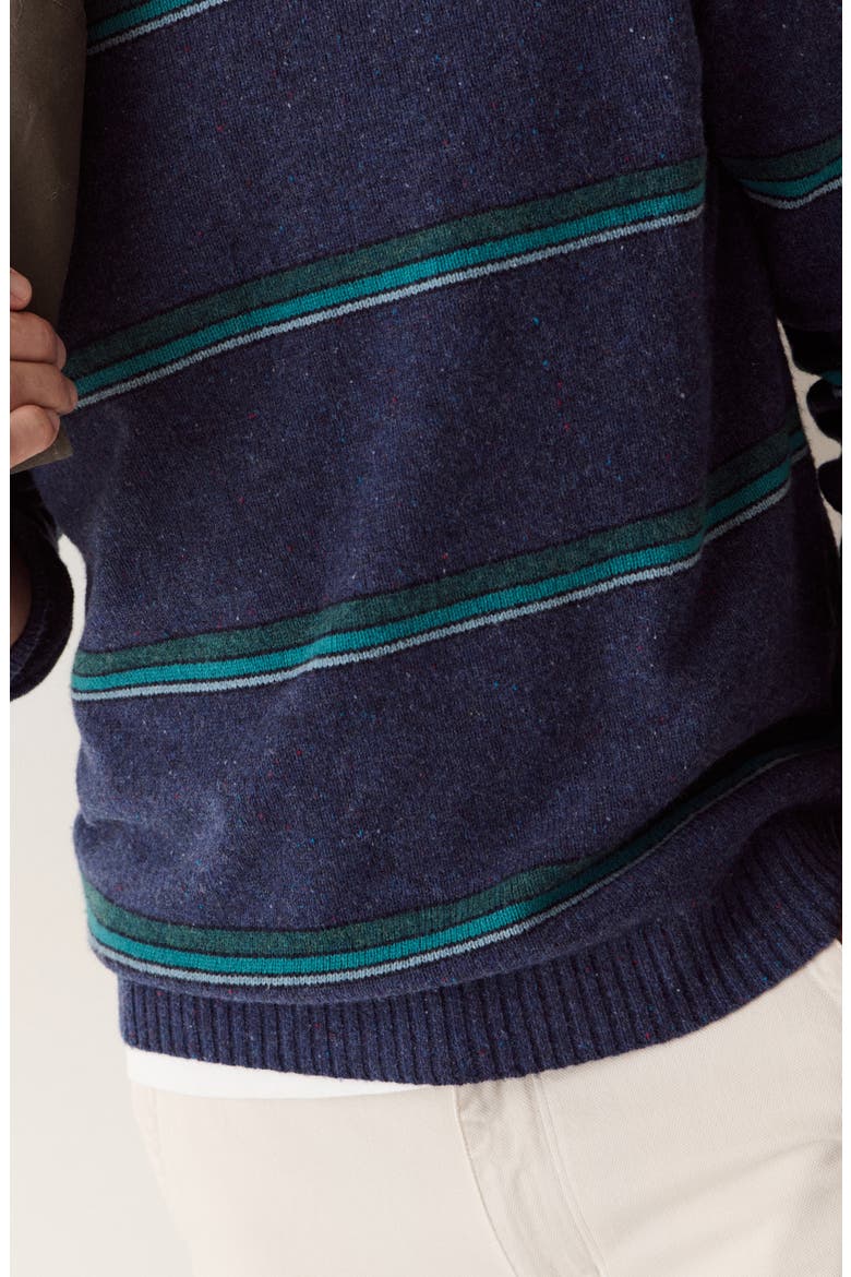 Neppy Stripe Merino Wool Crewneck Sweater, Alternate, color, NAVY/ GREEN MULTI STRIPE