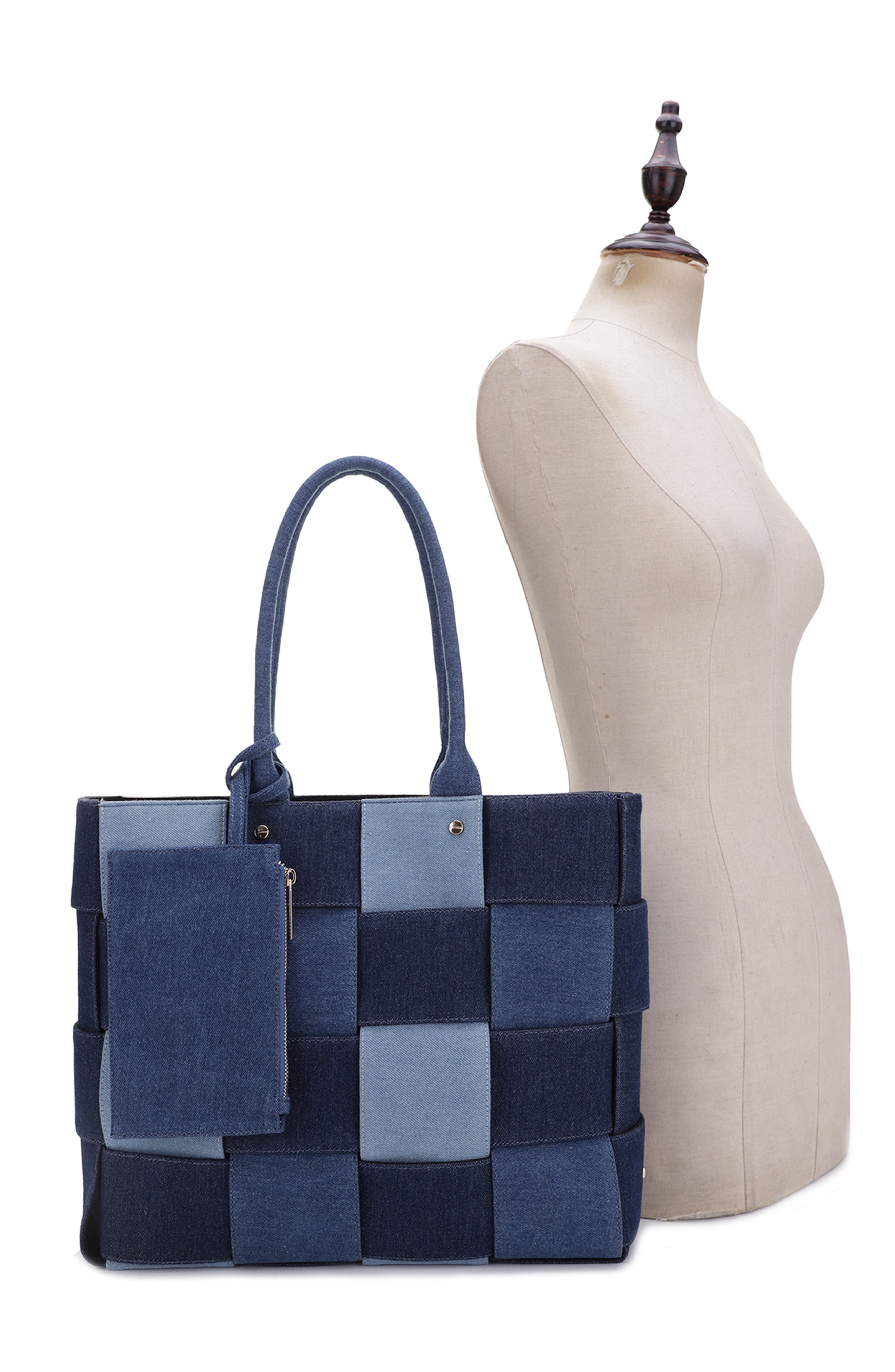 Mali + Lili Ariana Woven Denim Tote, Alternate, color, 