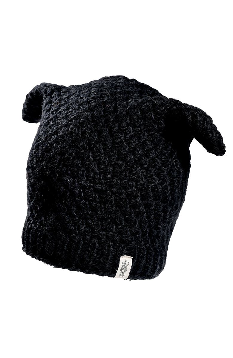 Nirvanna Designs Bear Ear Beanie, Main, color, Black