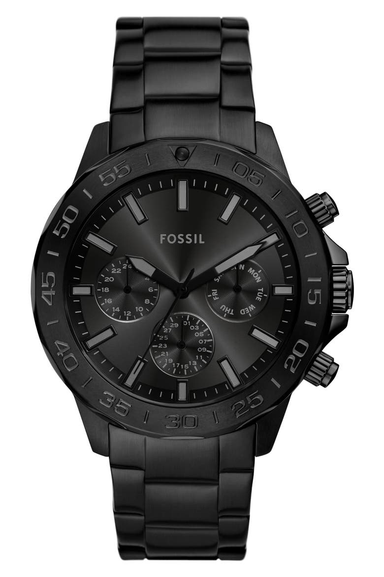 Bannon Three-Hand Quartz Bracelet Watch, 45mm, Main, color, BLACK
