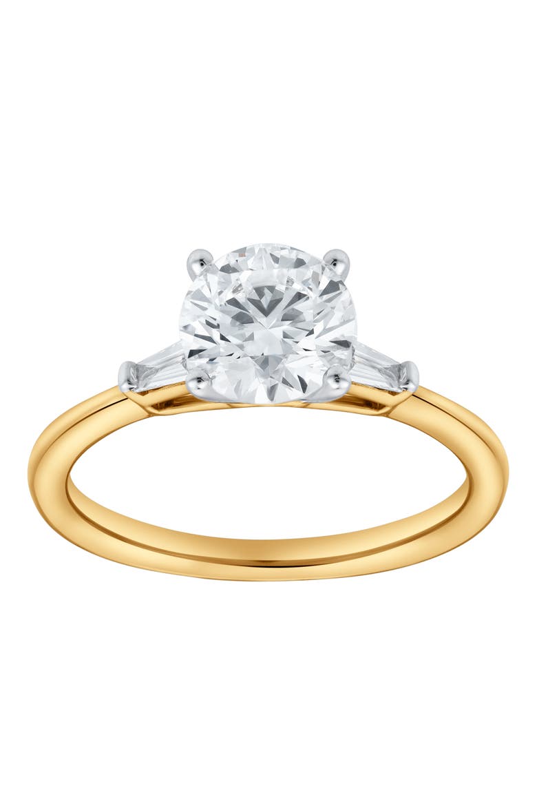 Piper 14K Yellow Gold Round Cut Lab Grown Diamond Tapered Baguettes Engagement Ring - 1.05 Ct, Main, color, 14K Yellow Gold