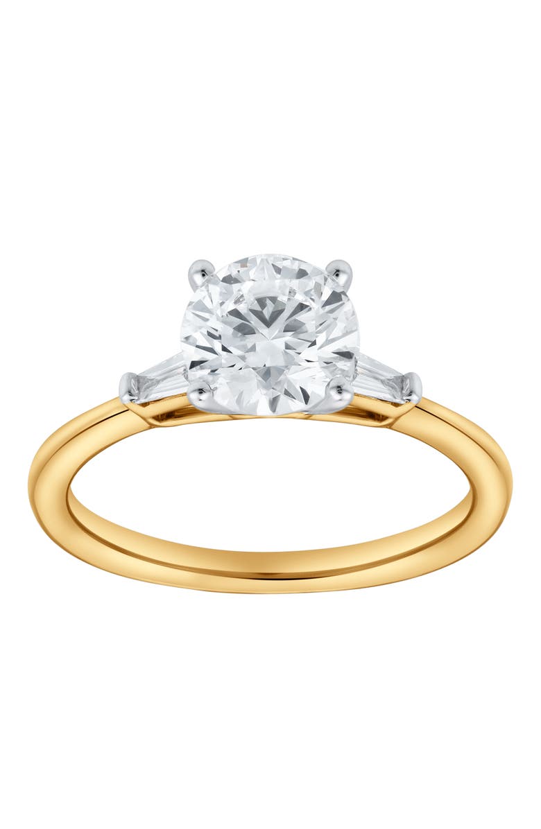 LuvMyJewelry Piper 14K Yellow Gold Round Cut Lab Grown Diamond Tapered Baguettes Engagement Ring - 1.05 Ct, Main, color, 14K Yellow Gold