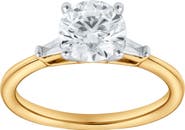 LuvMyJewelry Piper 14K Yellow Gold Round Cut Lab Grown Diamond Tapered Baguettes Engagement Ring - 1.05 Ct