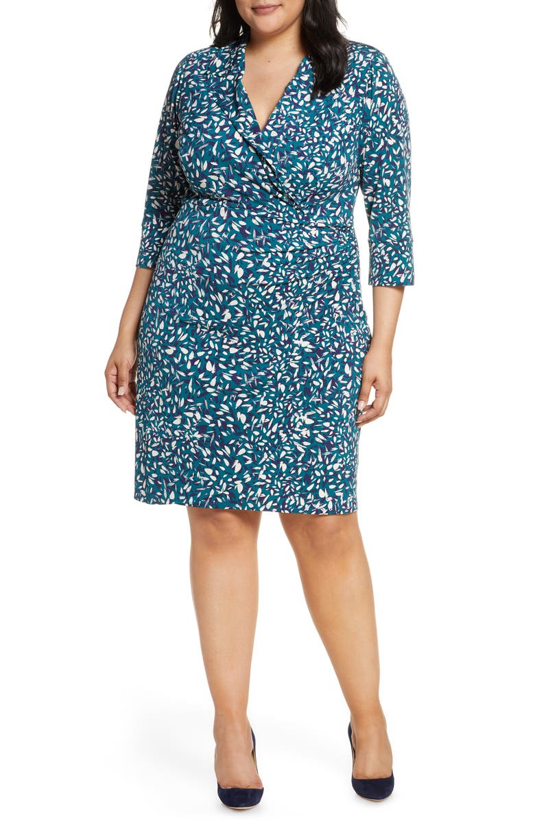 Eliza J Floral Faux Wrap Dress, Main, color, 
