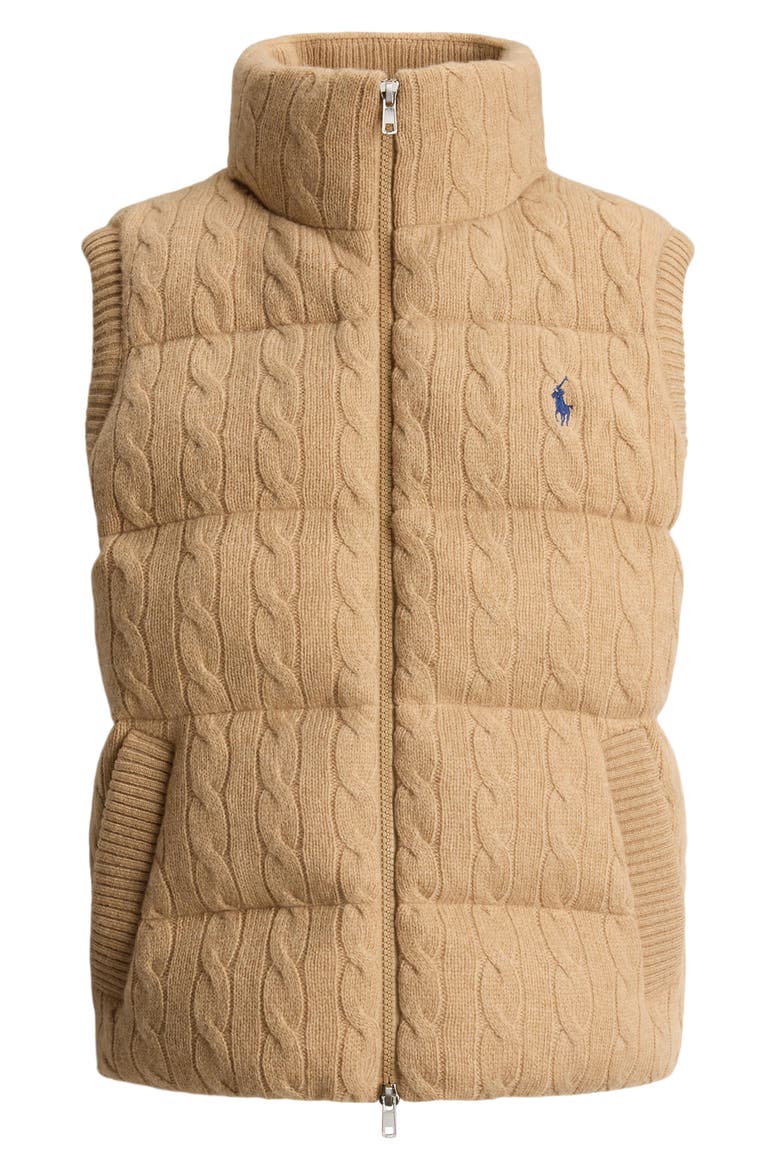 Wool & Cashmere Puffer Vest, Alternate, color, COLLECTION CAMEL MELANGE