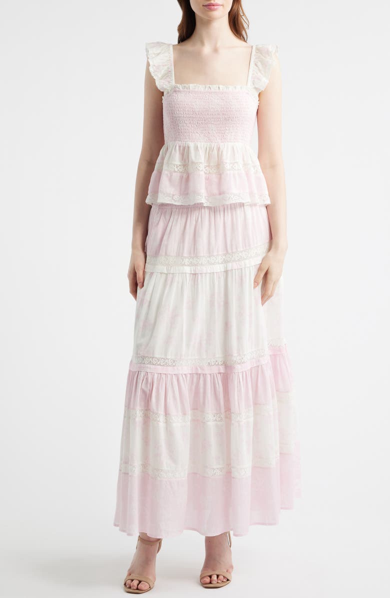 LoveShackFancy Phia Tiered Skirt, Main, color, Nantucket Heirloom Print Mix