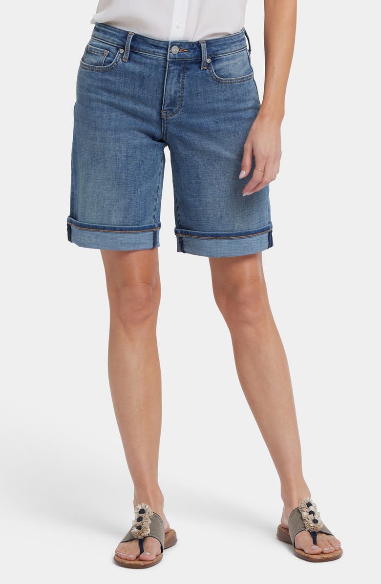 NYDJ Lilly Cuffed Denim Shorts, Main, color, Majorca Bay