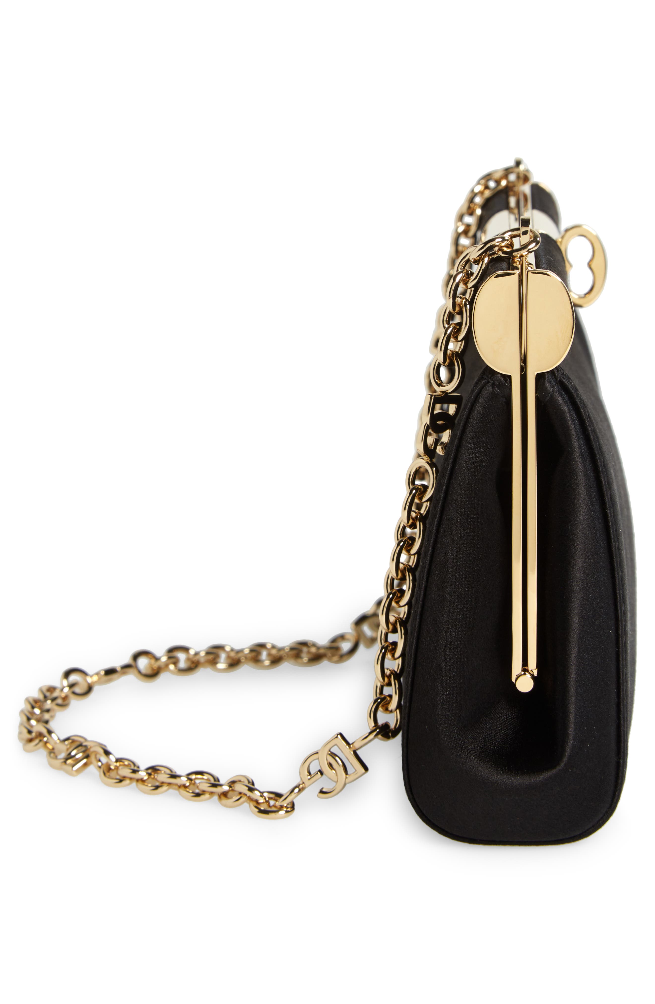 Dolce&Gabbana Small Marlene Satin Shoulder Bag, Alternate, color, Black