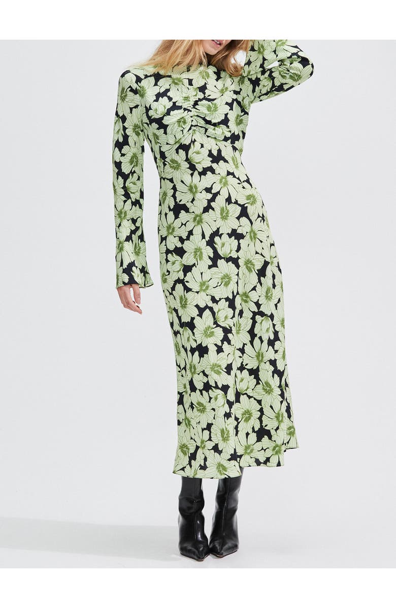 Ro&Zo Floral Flute Sleeve Dress, Alternate, color, Green