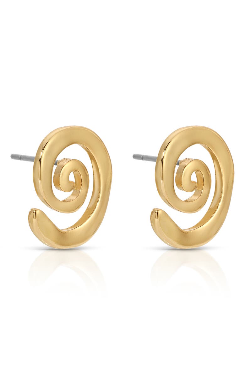 Ettika Aura Swirl Stud Earrings, Alternate, color, Gold