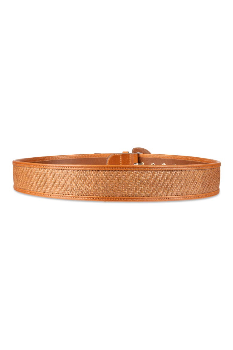 Leather Trim Raffia Belt, Alternate, color, TAN/ NATURAL