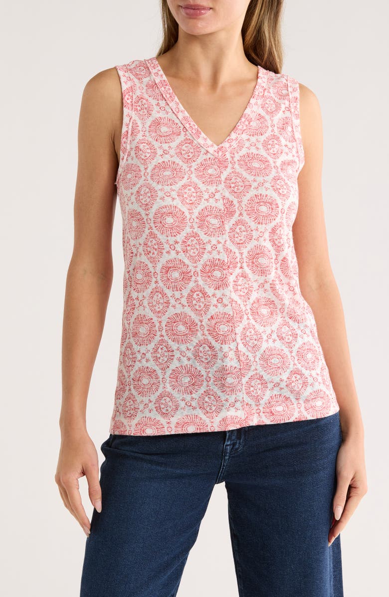 Bobeau Caty Double-V Tank, Main, color, Hibiscus Medallion