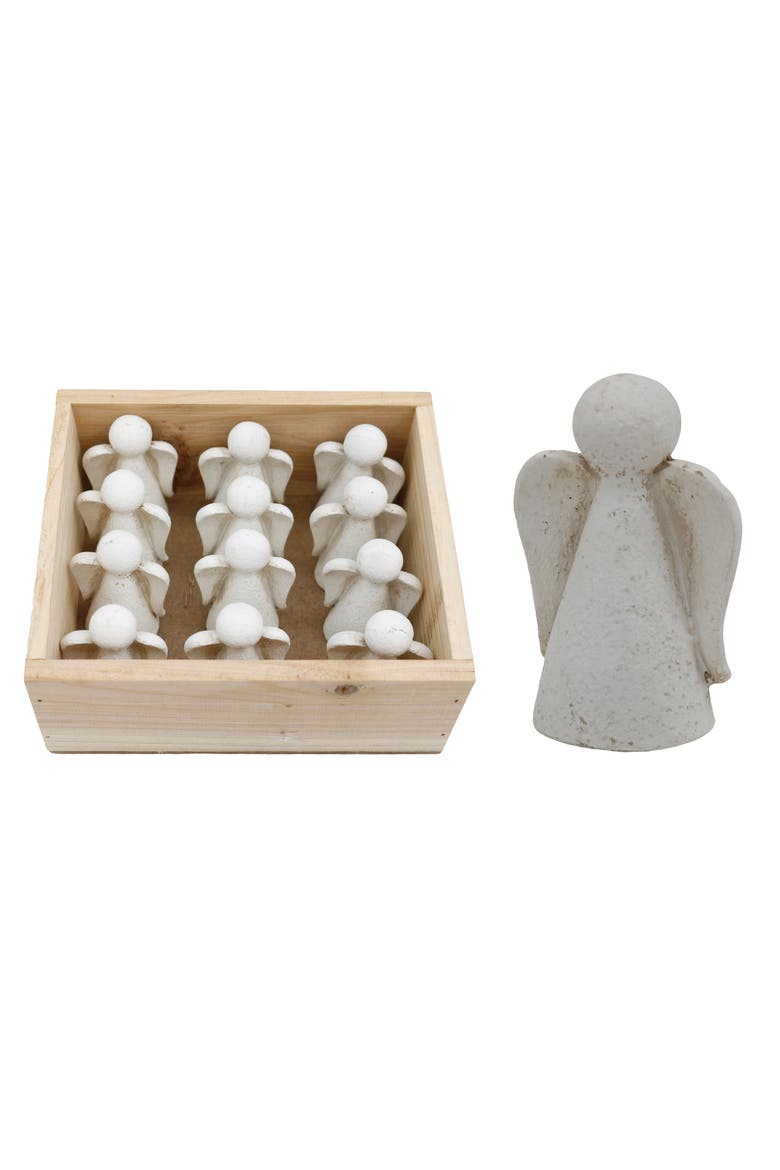 Resin Mini Angels Set of 12 White for Spring Home Decor, Main, color, White