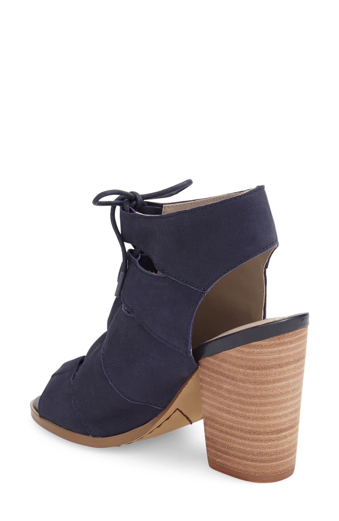 'Drea' Peep Toe Leather Sandal, Alternate, color, NAVY NUBUCK