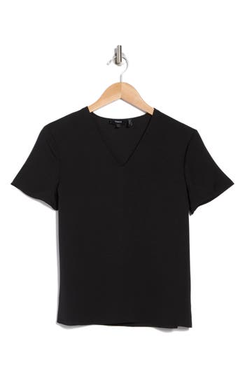 Theory Minimal Silk V-neck T-shirt In Black