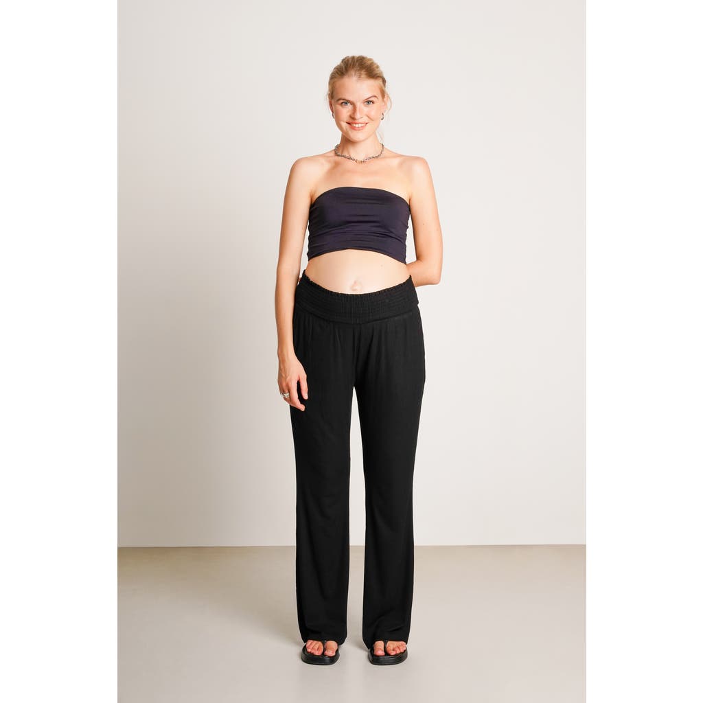 Nom Maternity Super Soft Rib Pant In Black