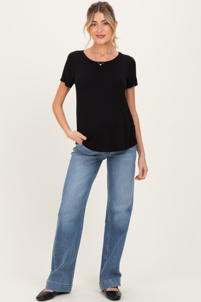 Wide Hem Straight Leg Maternity Jeans, Alternate, color, Blue