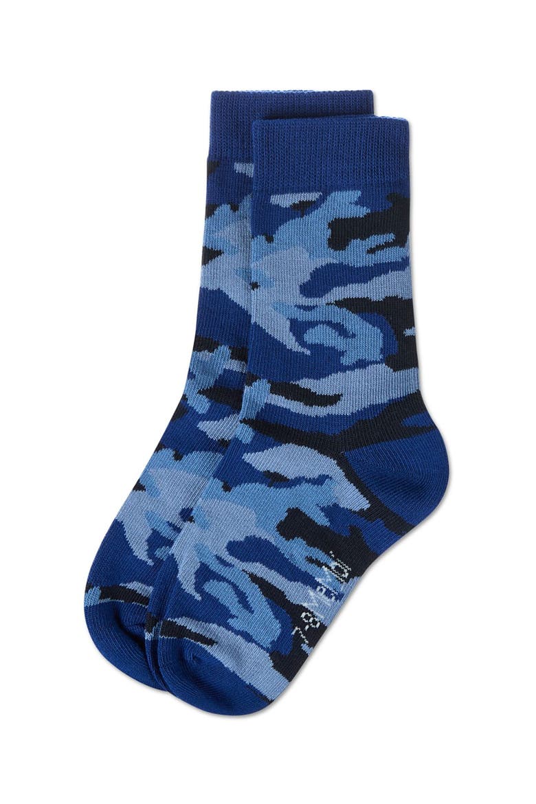 Camouflage-Pattern Crew Socks, Alternate, color, Navy