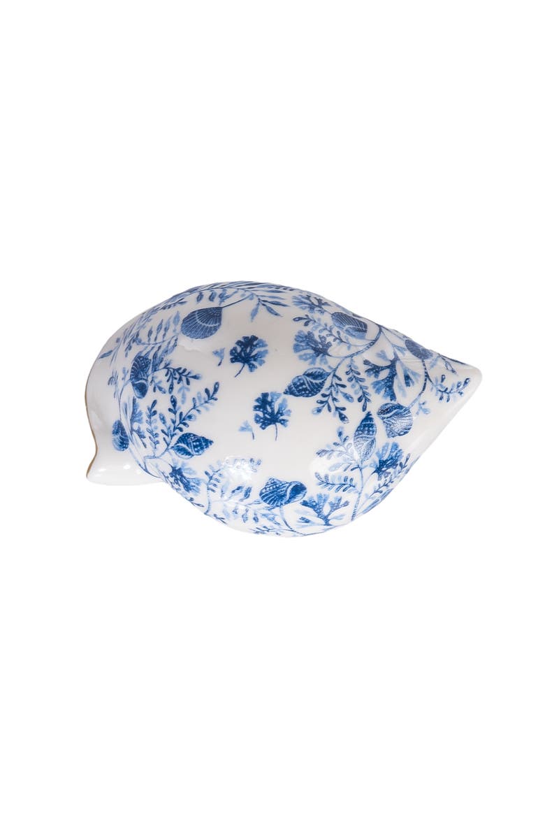 Chinoiserie Scotch Ponnet Nautilus Shell Figurine 2.12" x 3.9", Alternate, color, Blue