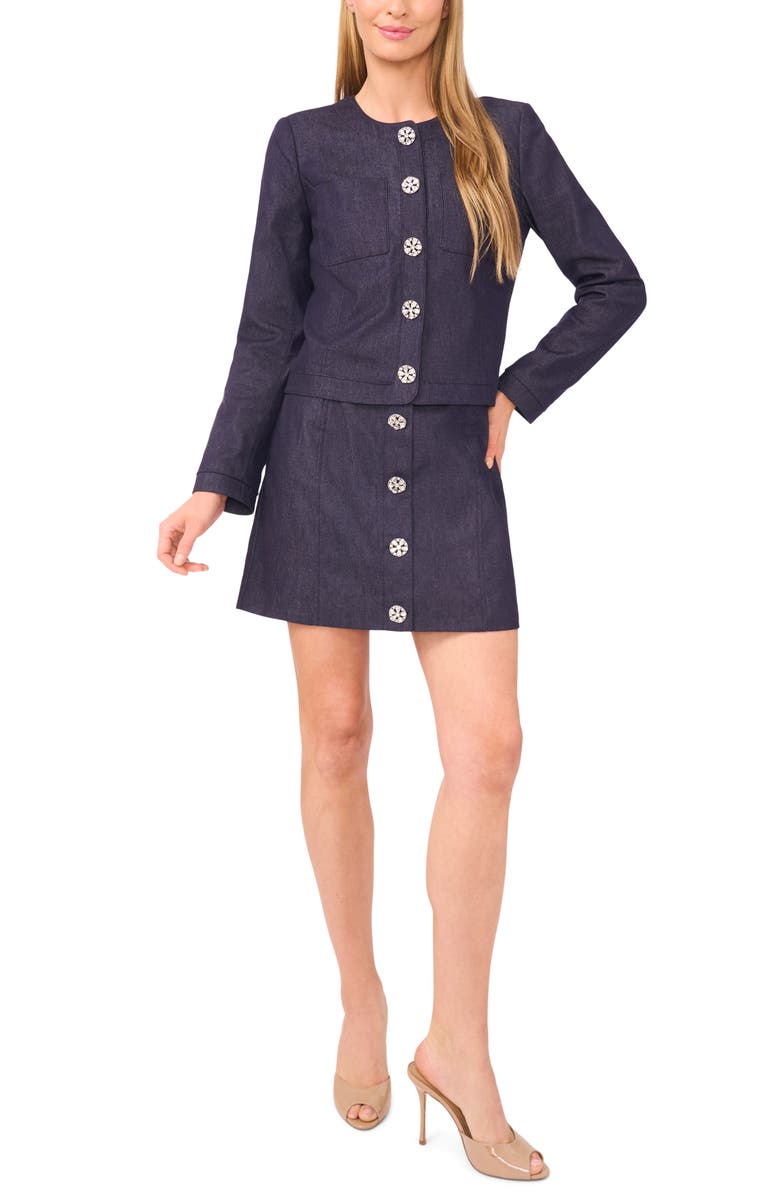 CeCe Denim Miniskirt, Alternate, color, Classic Navy