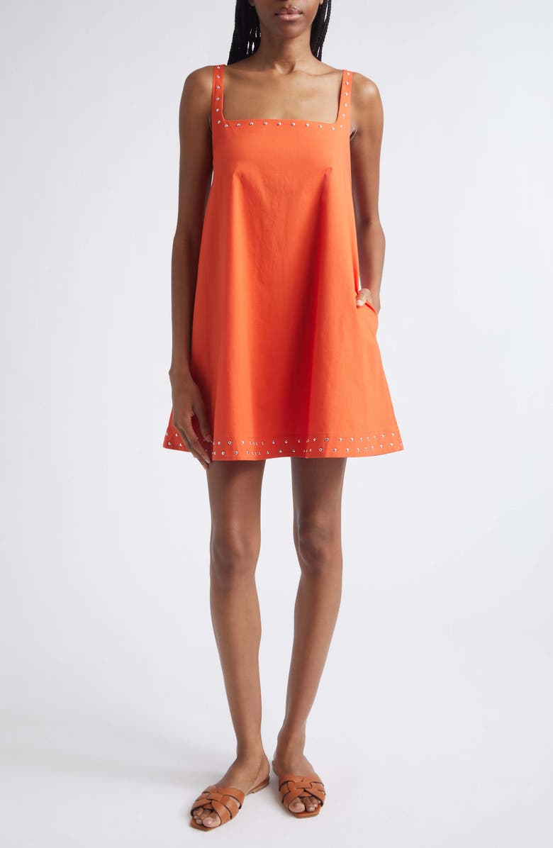 STAUD Brio Studded Swing Minidress, Main, color, Koi Studs