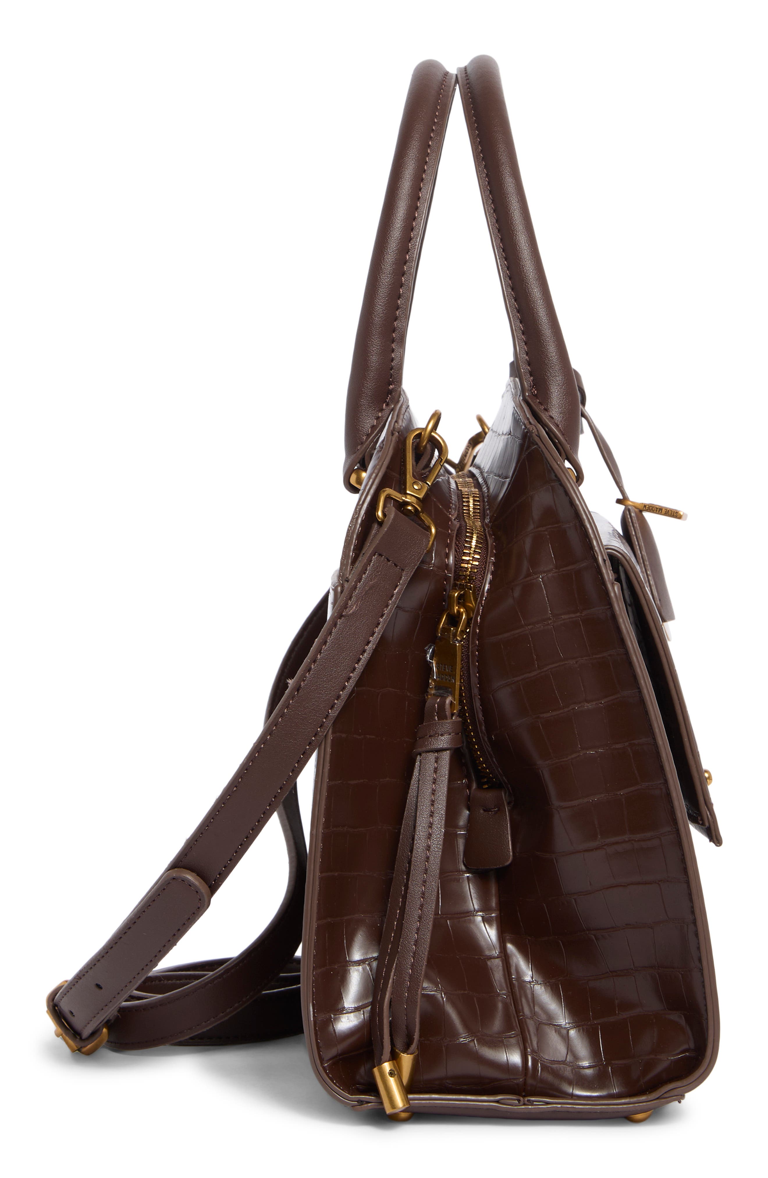 Steve Madden Donegal Satchel, Alternate, color, Chocolate Croco