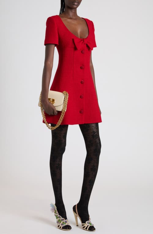 Valentino Bow-detailed Wool-blend Tweed Mini Dress In Red