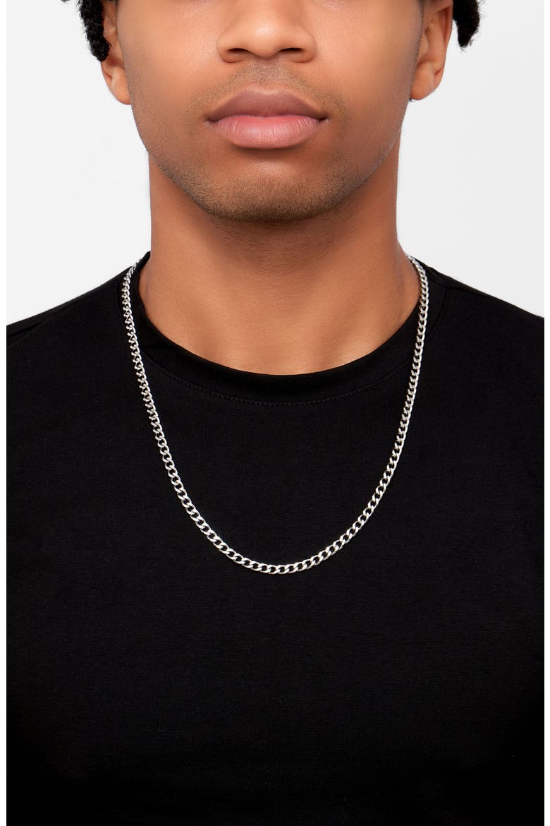 Men's Set of 2 Water Resistant Curb Chain Necklaces, Alternate, color, SILVER