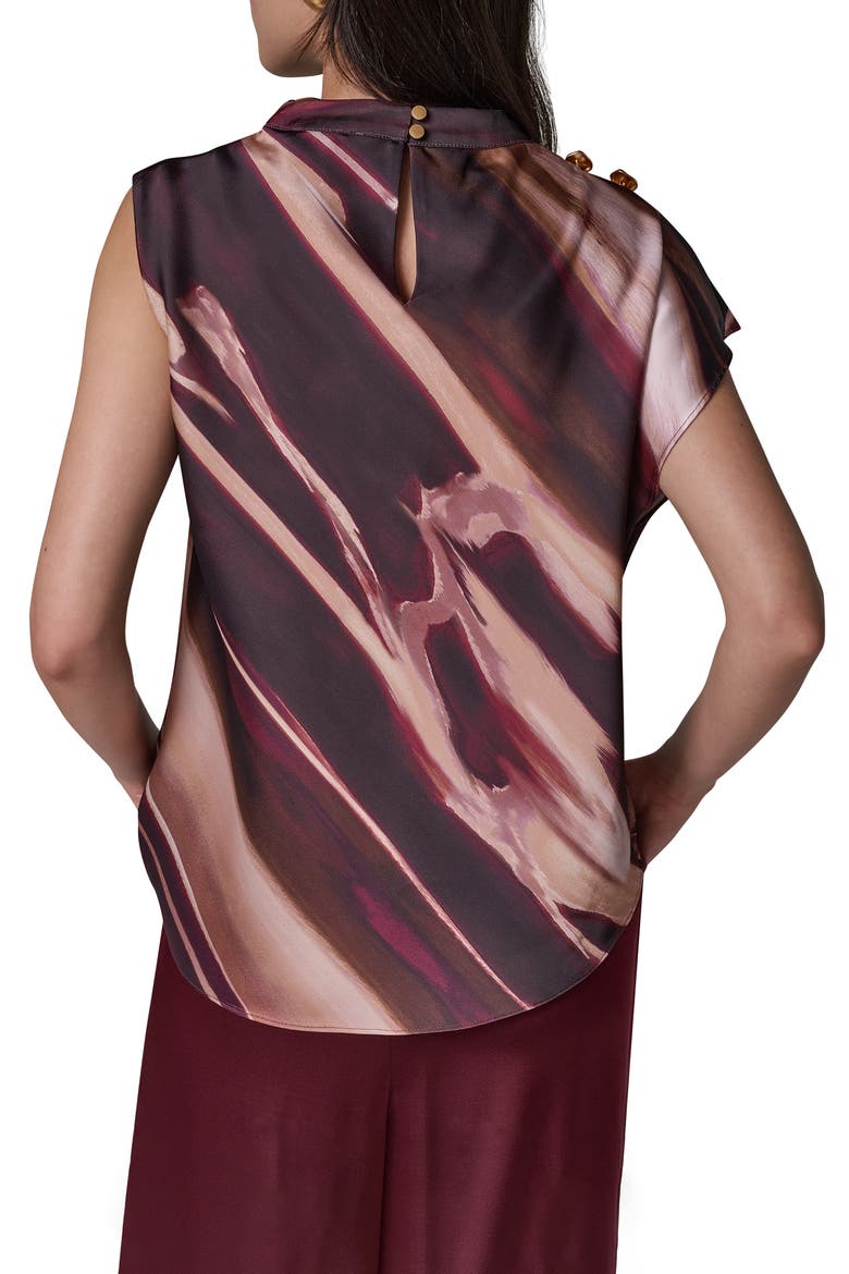 Printed High Neck Sleeveless Top, Alternate, color, BLACK CHERRY