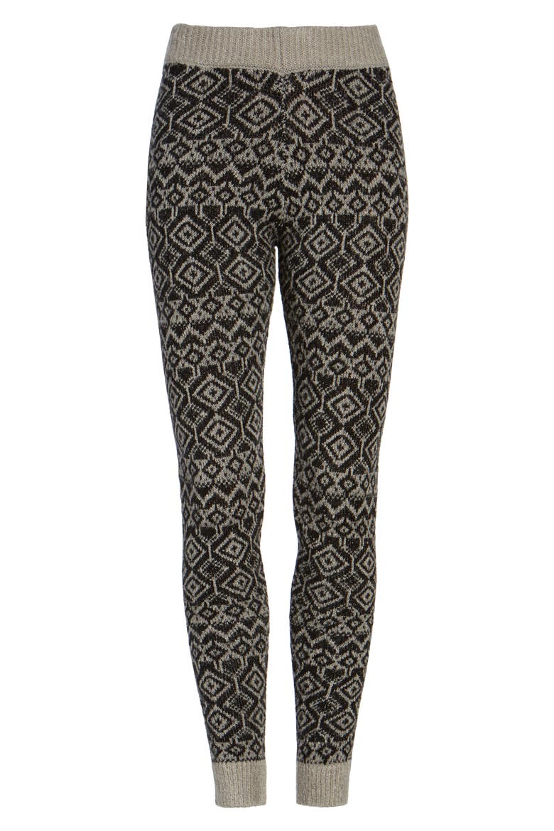 Fair Isle Sweater Leggings, Alternate, color, BLACK