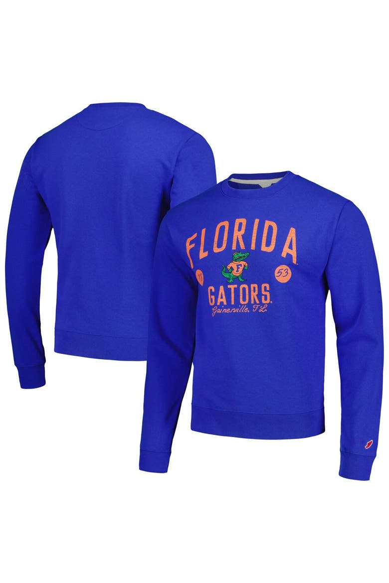 Men's League Collegiate Wear  Royal Florida Gators Bendy Arch Essential Pullover Sweatshirt, Main, color, Royal