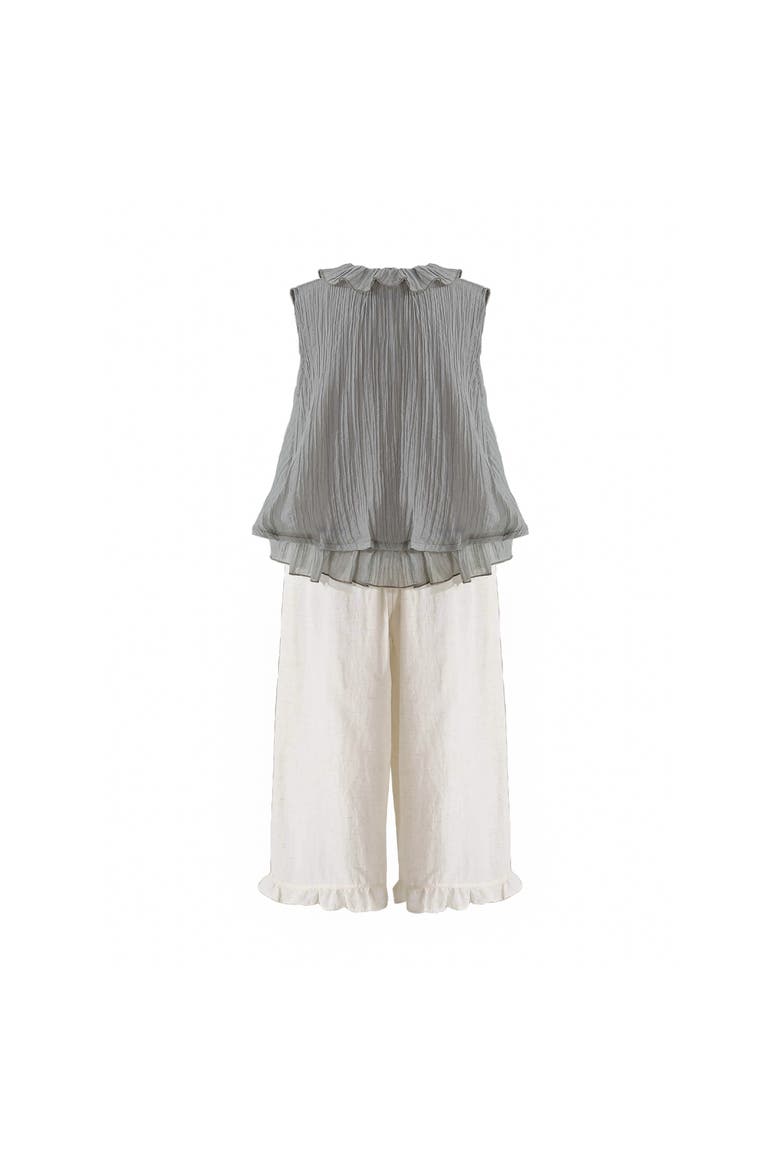 Ruffle Pants Set, Alternate, color, Grey